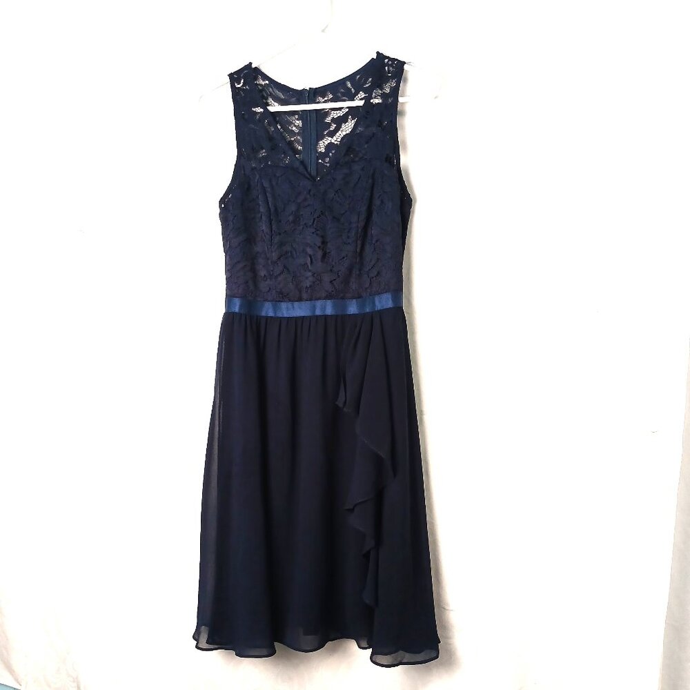 Navy Blue Lace & Sheer Cocktail dress